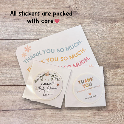 Locally Grown Baby Shower Stickers, Custom Thank You for Coming Labels, Mom to Be Baby Sprinkle Treat Bag Home Grown with Love, Printed