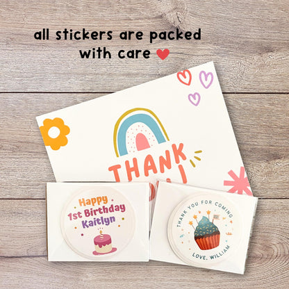 Personalized Floral Koala Bear Birthday Sticker, Custom Kids Party Favor Gift Bag Labels