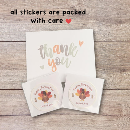 Personalized Happy Thanksgiving Stickers, Autumn Fall Thankful Greetings Invitation Envelope Seal, Custom Party Favor Label,Easy to Peel
