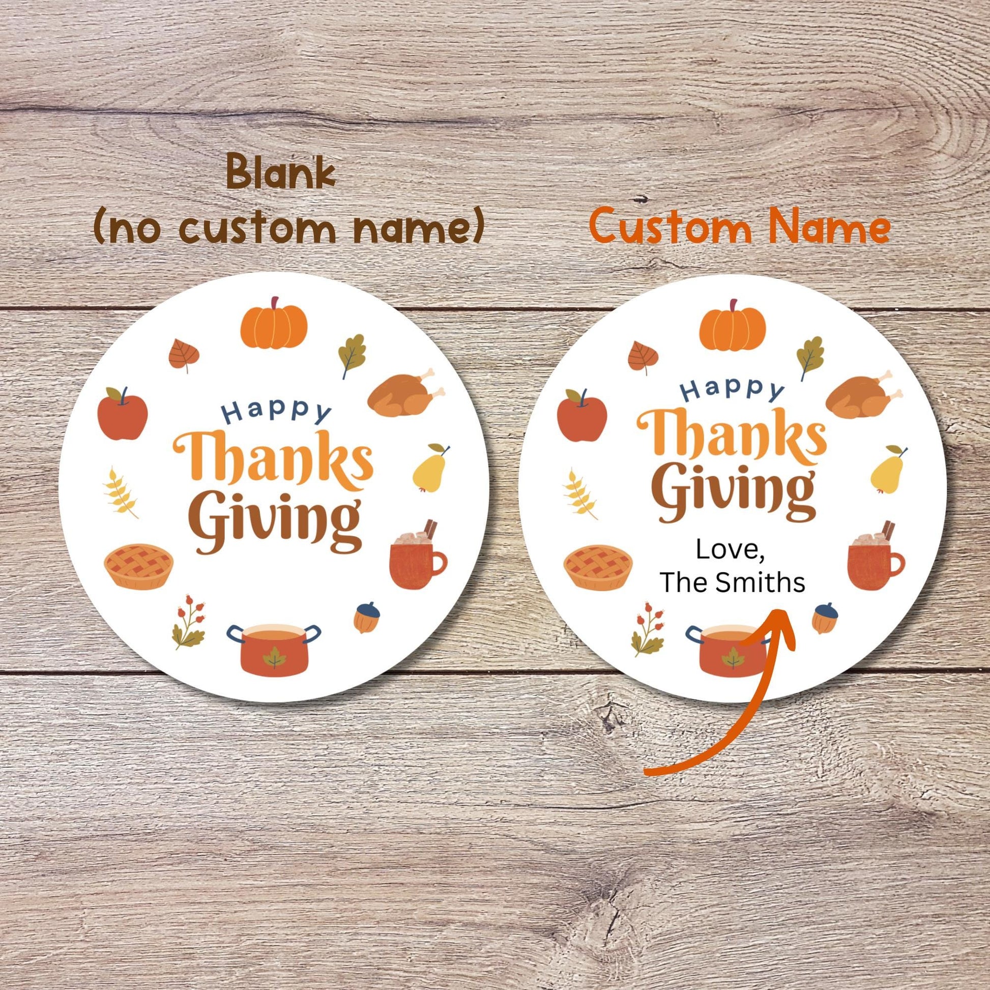 Happy Thanksgiving Personalized Stickers, Custom Fall Autumn Thank You Label for Event Party Favor Invitation Seals