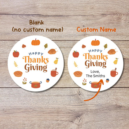 Happy Thanksgiving Personalized Stickers, Custom Fall Autumn Thank You Label for Event Party Favor Invitation Seals