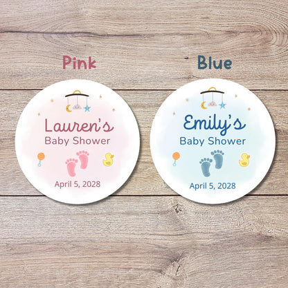 Personalized Baby Shower Stickers, Custom Baby Footprint Inspired Shower Labels, Mom to Be Sprinkling Baby Party Favor Sticker