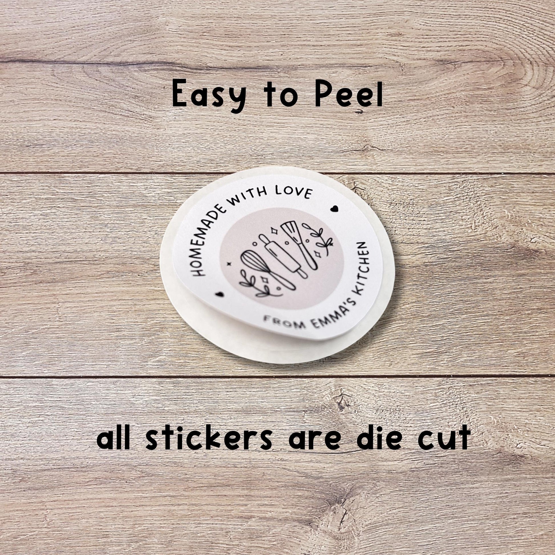 Baked with Love Personalized Stickers, Modern Custom Baking Labels with Name, Homemade with Love Small Business Bakery Packaging Supplies
