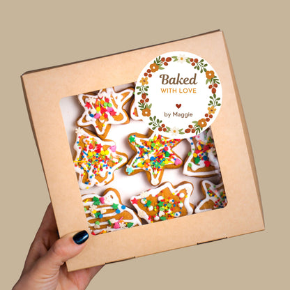 Baked with Love Stickers, Personalized Fall Baking Labels, Custom Autumn Holiday Thanksgiving Homemade Bakery, Pie Stickers