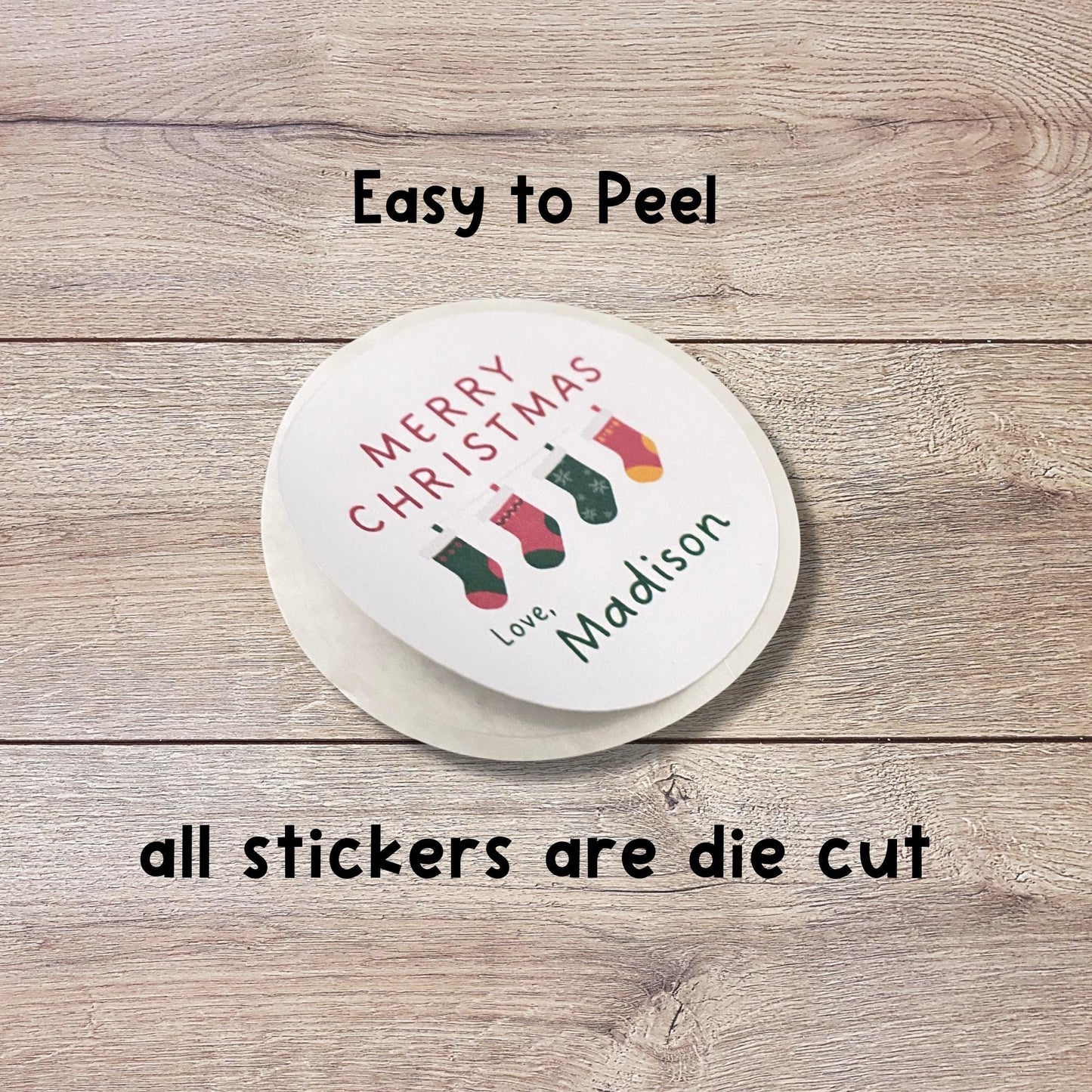 Christmas Bow Personalized Stickers, Custom Happy Holidays Name Labels for Gift Wrapping Party Favors