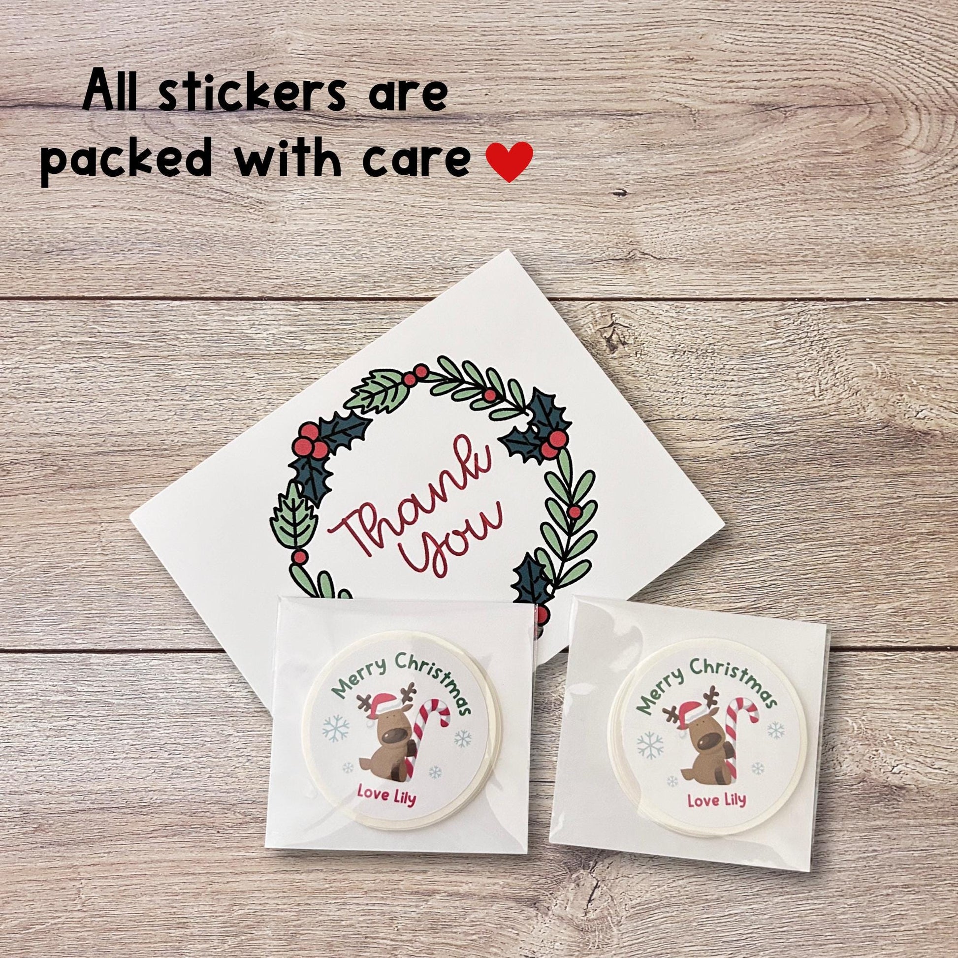 Santa & Reindeer Christmas Personalized Gift Tags, Custom Holiday To and From Tags for Gift Wrapping