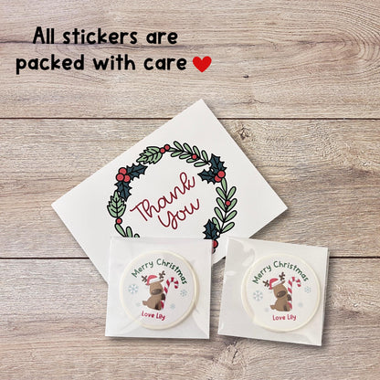 Santa & Reindeer Christmas Personalized Gift Tags, Custom Holiday To and From Tags for Gift Wrapping