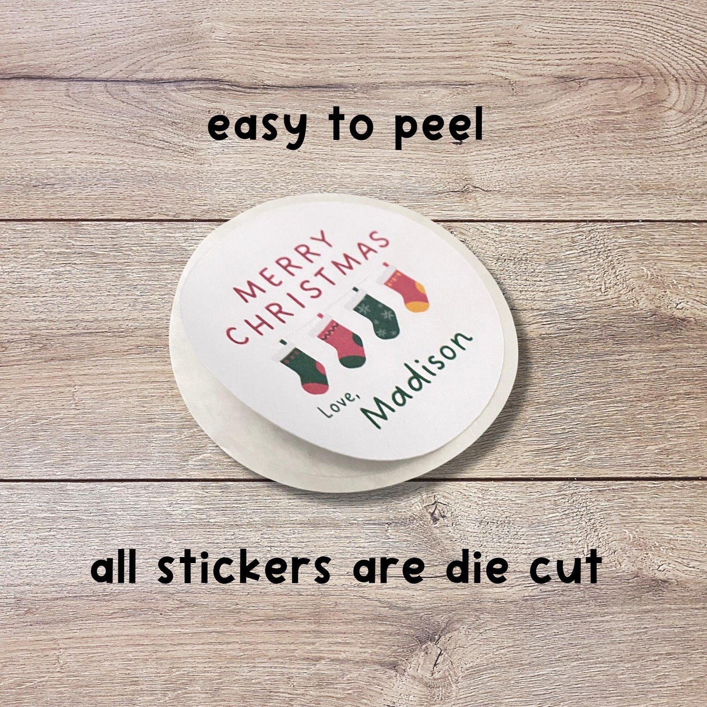 Floral Merry Christmas Gift Stickers, Personalized Christmas Present Gift Custom Name Labels