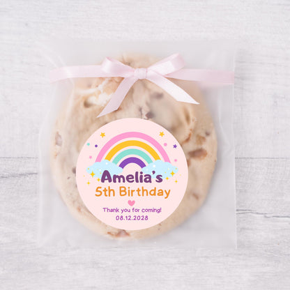 Personalized Rainbow Birthday Sticker, Custom Kids Thank You for Coming Party Favor Labels, Printed and Shipped