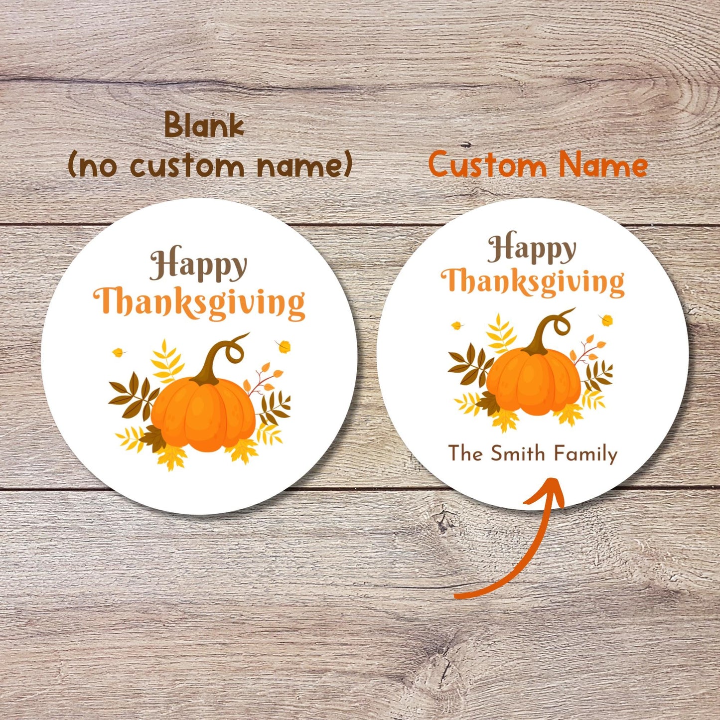 Happy Thanksgiving Personalized Stickers, Custom Fall Autumn Thank You Label for Event Party Favor Invitation Seals