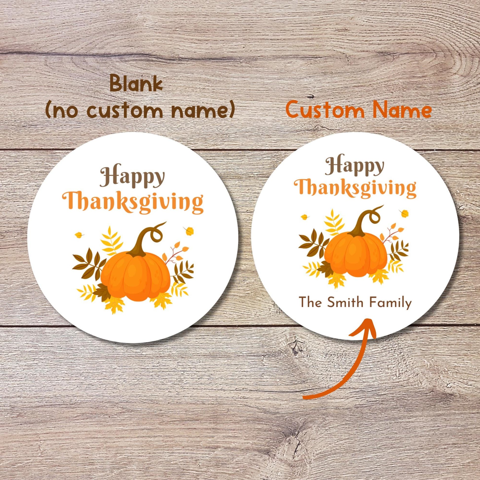 Happy Thanksgiving Personalized Stickers, Custom Fall Autumn Thank You Label for Event Party Favor Invitation Seals