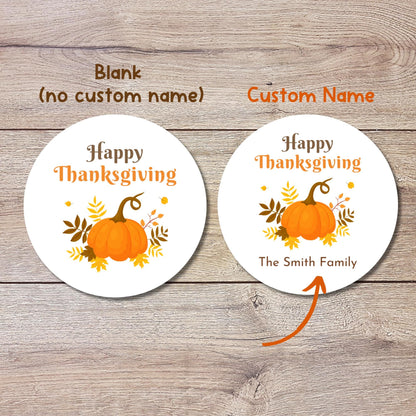 Happy Thanksgiving Personalized Stickers, Custom Fall Autumn Thank You Label for Event Party Favor Invitation Seals