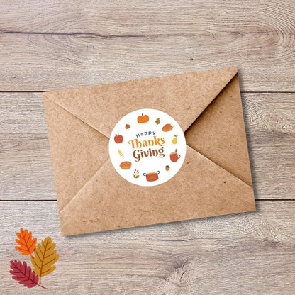 Happy Thanksgiving Personalized Stickers, Custom Fall Autumn Thank You Label for Event Party Favor Invitation Seals