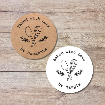 Personalized Baked with Love Stickers, Custom Homemade with Love Small Business Bakery Packaging Labels