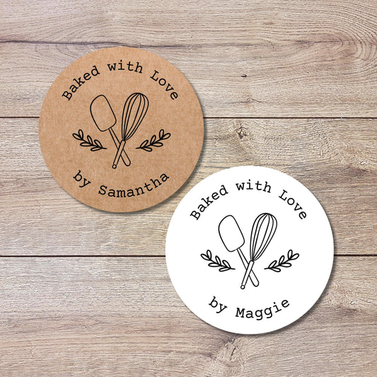 Personalized Baked with Love Stickers, Custom Homemade with Love Small Business Bakery Packaging Labels