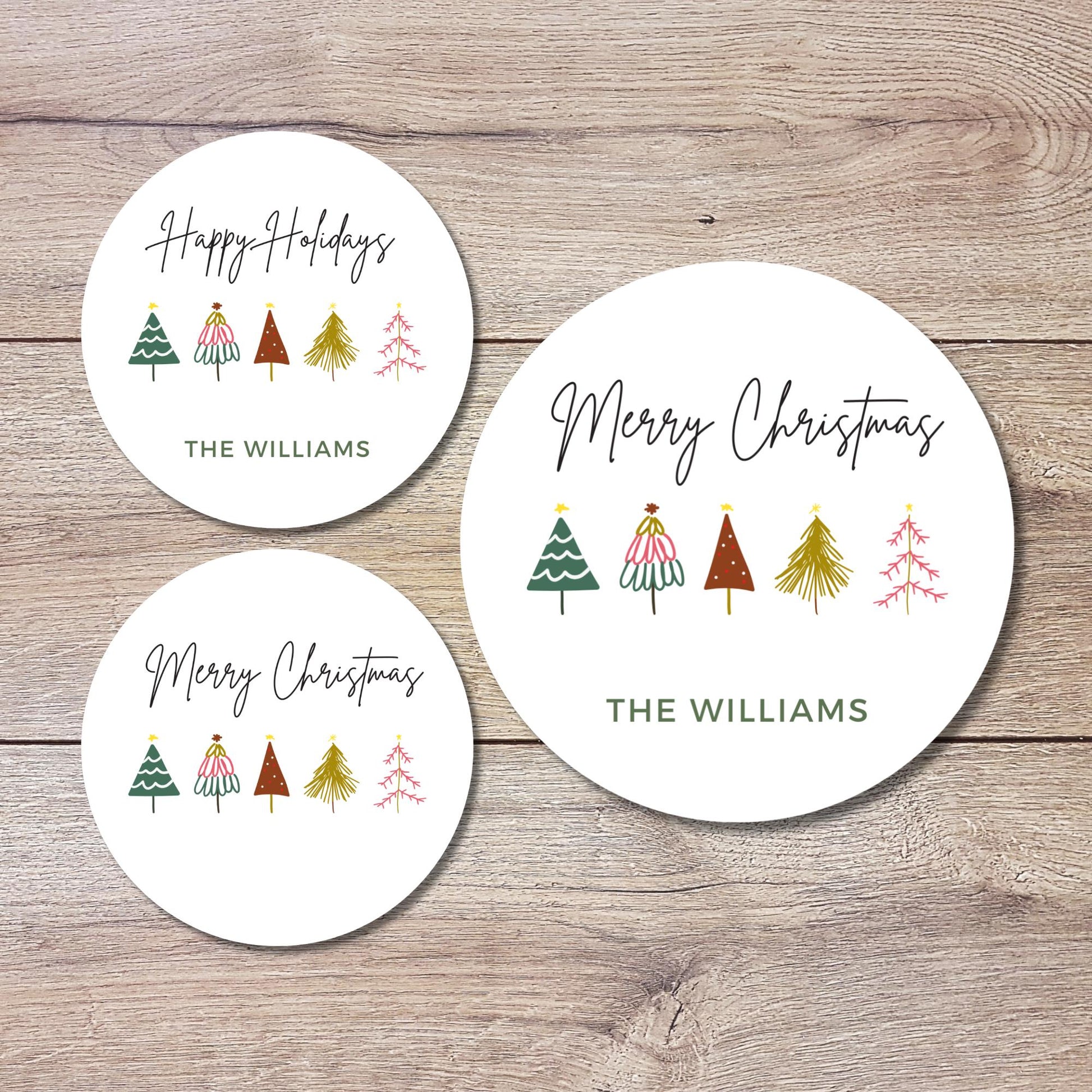 Personalized Merry Christmas Gift Stickers, Custom Name Happy Holidays Party Favor Labels, Printed and Shipped
