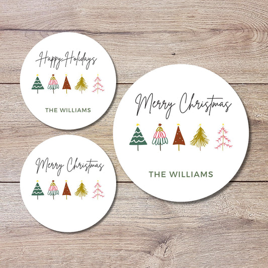 Personalized Merry Christmas Gift Stickers, Custom Name Happy Holidays Party Favor Labels, Printed and Shipped