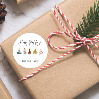 Personalized Merry Christmas Gift Stickers, Custom Name Happy Holidays Party Favor Labels, Printed and Shipped