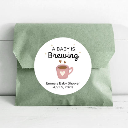 A Baby is Brewing Baby Shower Stickers, Custom Thank You for Showering Labels, Mom to Be Sprinkling Baby Party Favor Sticker