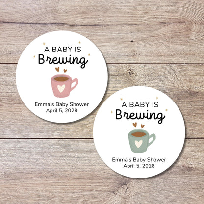 A Baby is Brewing Baby Shower Stickers, Custom Thank You for Showering Labels, Mom to Be Sprinkling Baby Party Favor Sticker