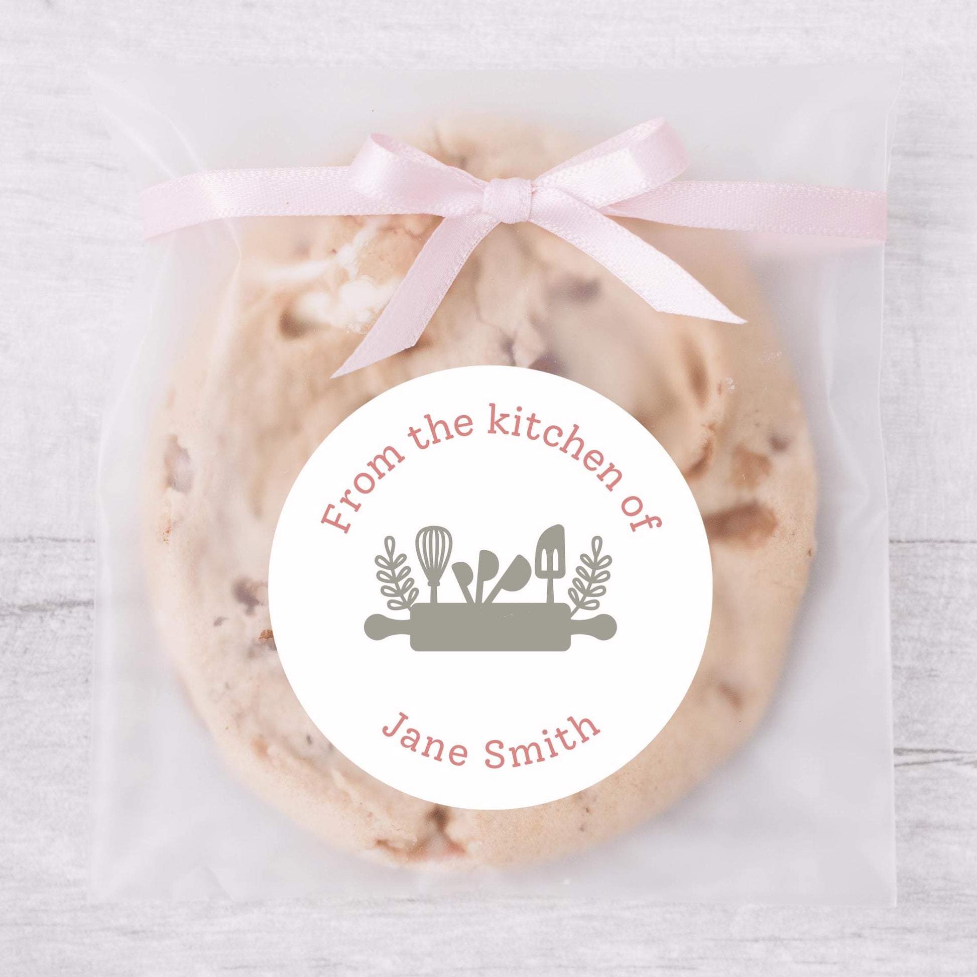 Baked with Love Personalized Stickers, Modern Custom Baking Labels with Name, Homemade with Love Small Business Bakery Packaging Supplies