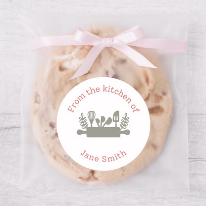 Baked with Love Personalized Stickers, Modern Custom Baking Labels with Name, Homemade with Love Small Business Bakery Packaging Supplies