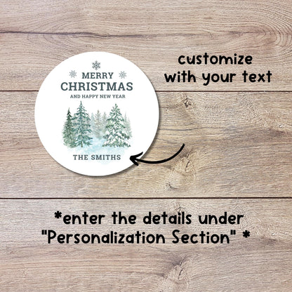 Classic Merry Christmas Personalized Stickers, Custom Holiday Name Labels for Gift Wrapping Party Favors, Invitation Envelope Seals