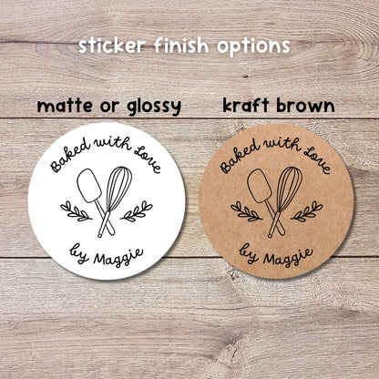 Personalized Baked with Love Stickers, Custom Homemade with Love Small Business Bakery Packaging Labels