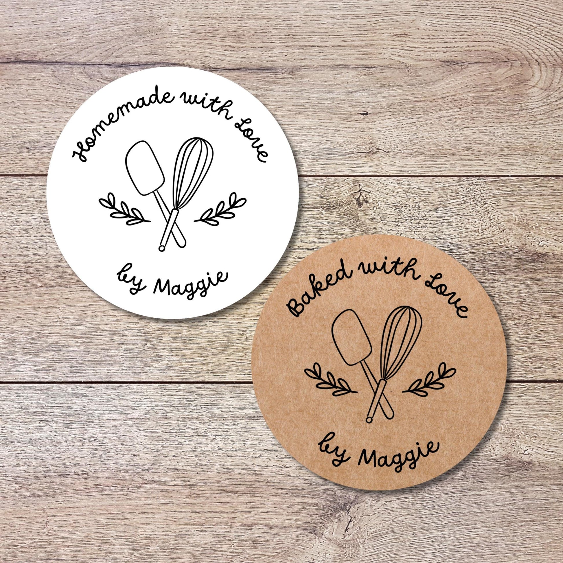 Personalized Baked with Love Stickers, Custom Homemade with Love Small Business Bakery Packaging Labels