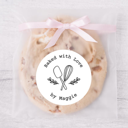 Personalized Baked with Love Stickers, Custom Homemade with Love Small Business Bakery Packaging Labels