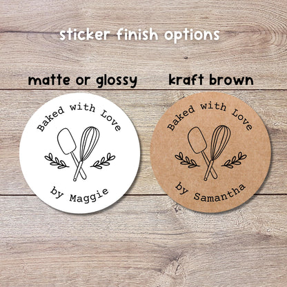 Personalized Baked with Love Stickers, Custom Homemade with Love Small Business Bakery Packaging Labels