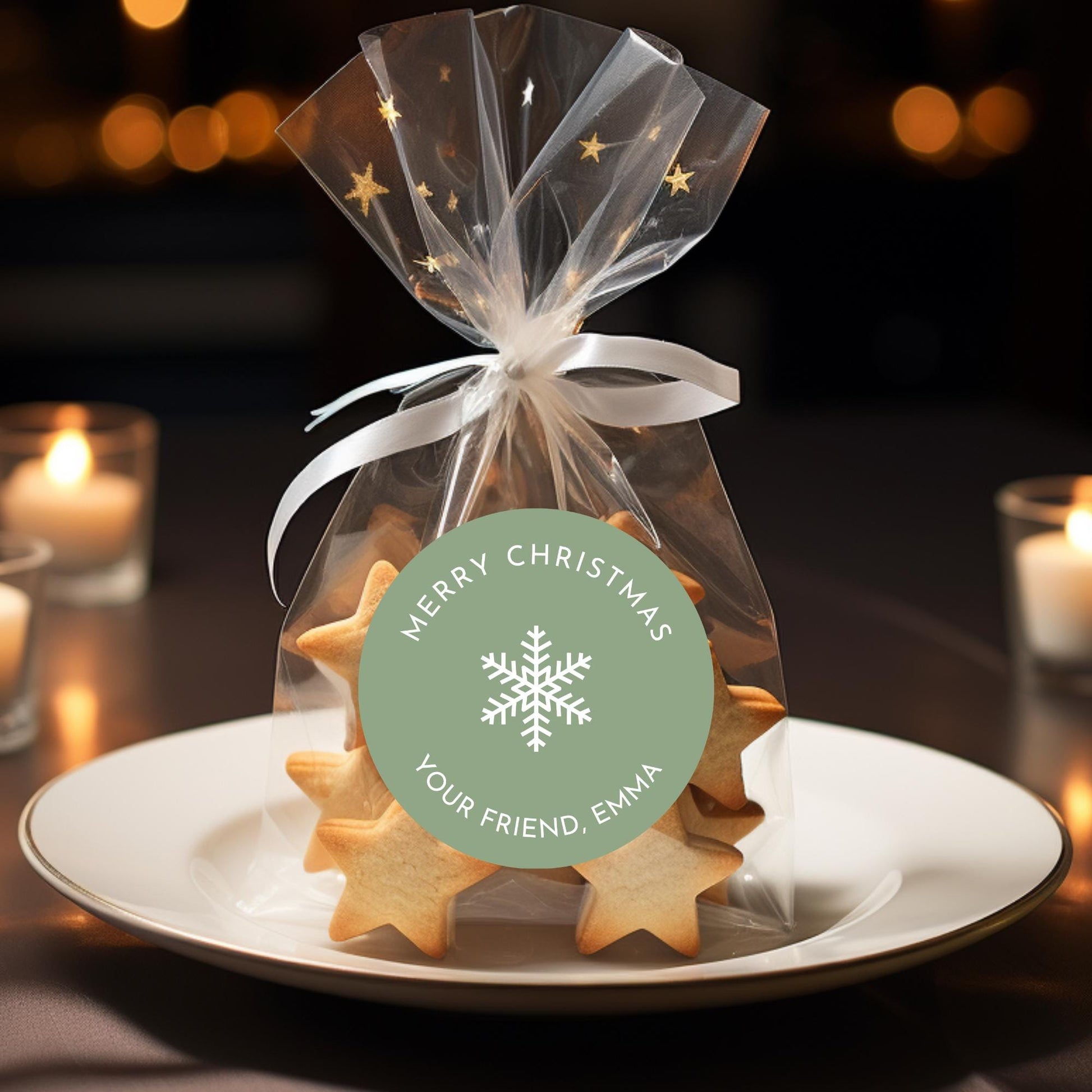 Pastel Merry Christmas Personalized Stickers, Custom Holiday Name Labels Gift Wrapping Party Favors, Invitation Envelope Seals