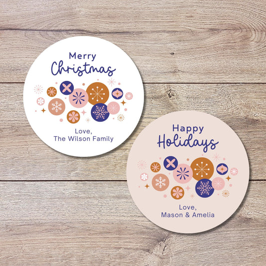 Merry Christmas Gift Stickers, Personalized Happy Holidays Christmas Present Gift Custom Name Labels