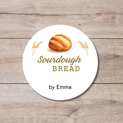Sourdough Bread Baking Personalized Stickers, Custom Freshly Baked Bread Labels with Name, Small Business Bakery Packaging Supplies
