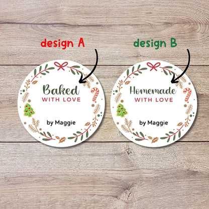 Christmas Baking Stickers, Personalized Baked with Love Labels, Custom Homemade Holiday Baked Goods