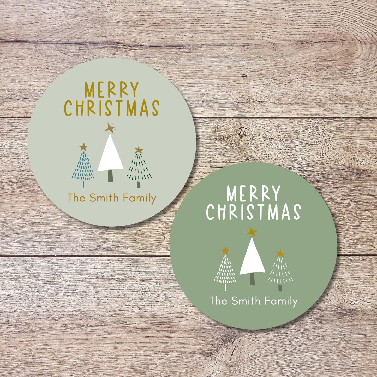 Merry Christmas Personalized Stickers, Custom Holiday Name Labels for Gift Wrapping Party Favors