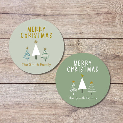 Merry Christmas Personalized Stickers, Custom Holiday Name Labels for Gift Wrapping Party Favors