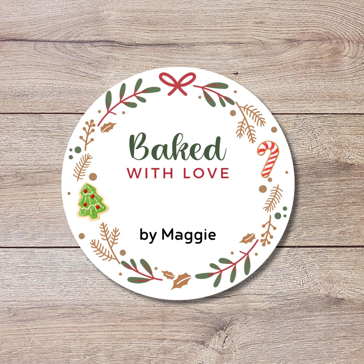 Christmas Baking Stickers, Personalized Baked with Love Labels, Custom Homemade Holiday Baked Goods
