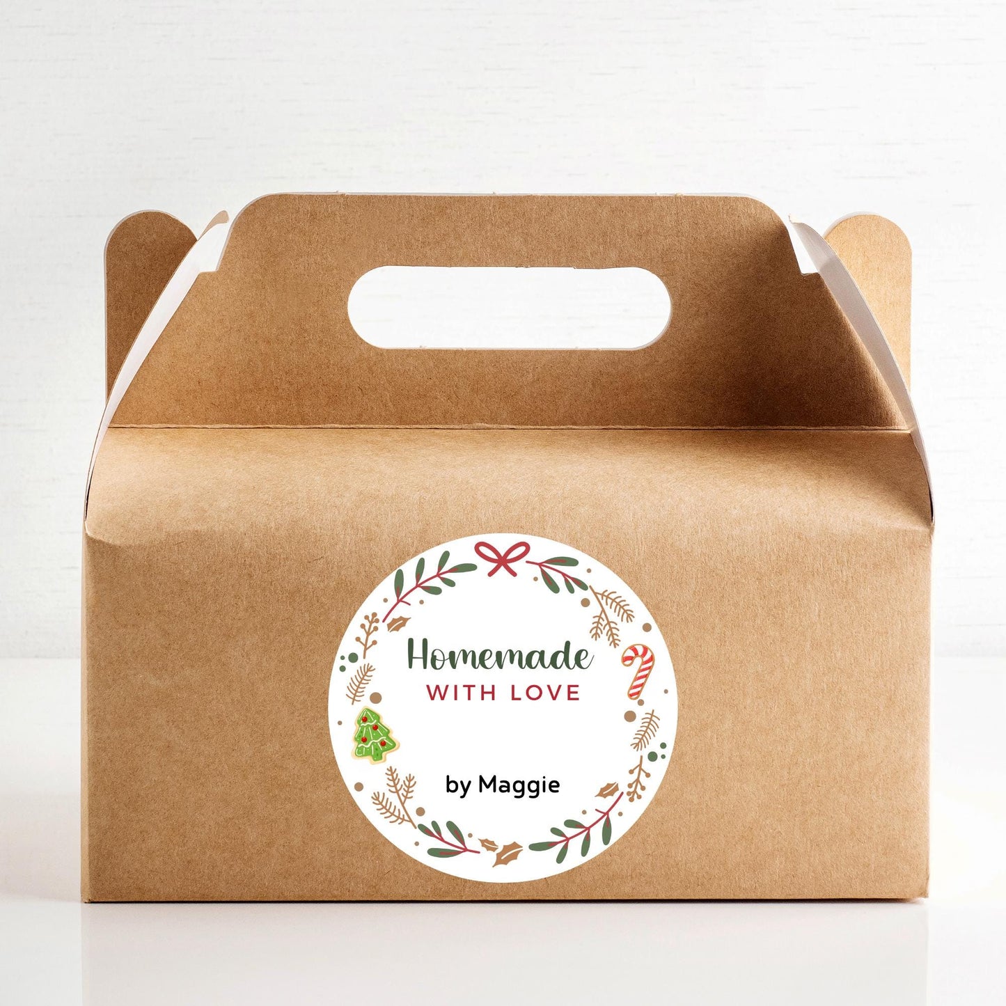 Christmas Baking Stickers, Personalized Baked with Love Labels, Custom Homemade Holiday Baked Goods