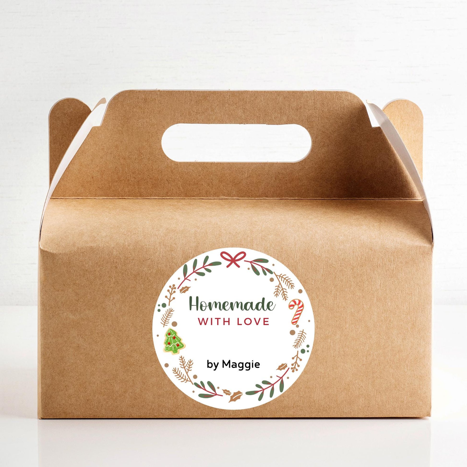 Christmas Baking Stickers, Personalized Baked with Love Labels, Custom Homemade Holiday Baked Goods