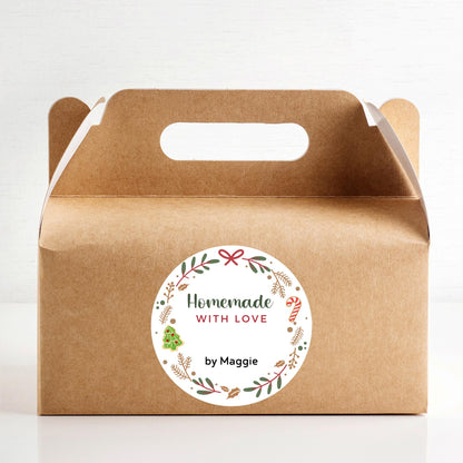 Christmas Baking Stickers, Personalized Baked with Love Labels, Custom Homemade Holiday Baked Goods
