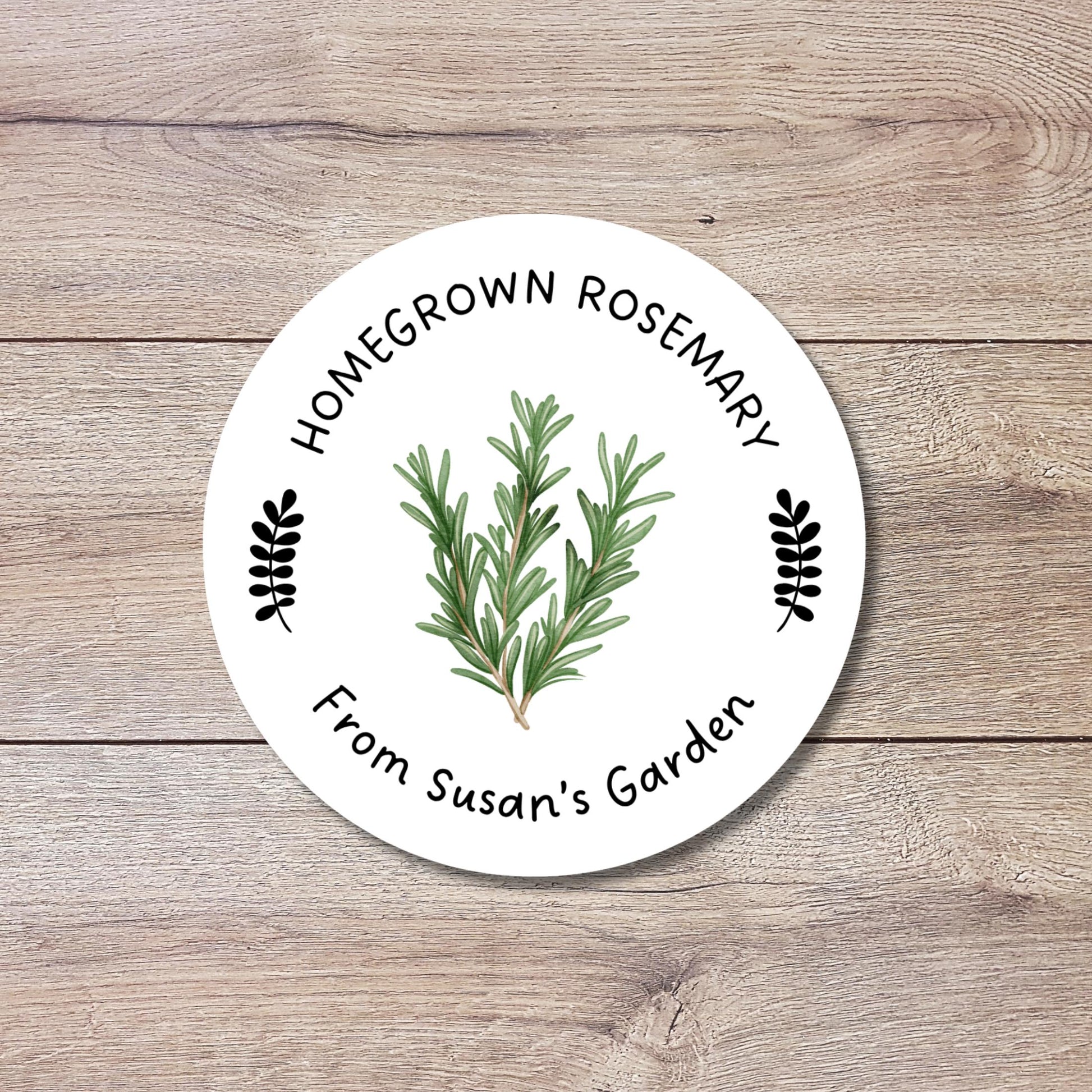 Personalized Homegrown Rosemary Stickers, Custom Organic Veggie Garden Gift Labels