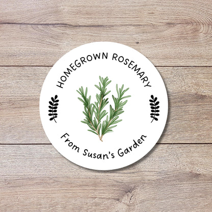 Personalized Homegrown Rosemary Stickers, Custom Organic Veggie Garden Gift Labels