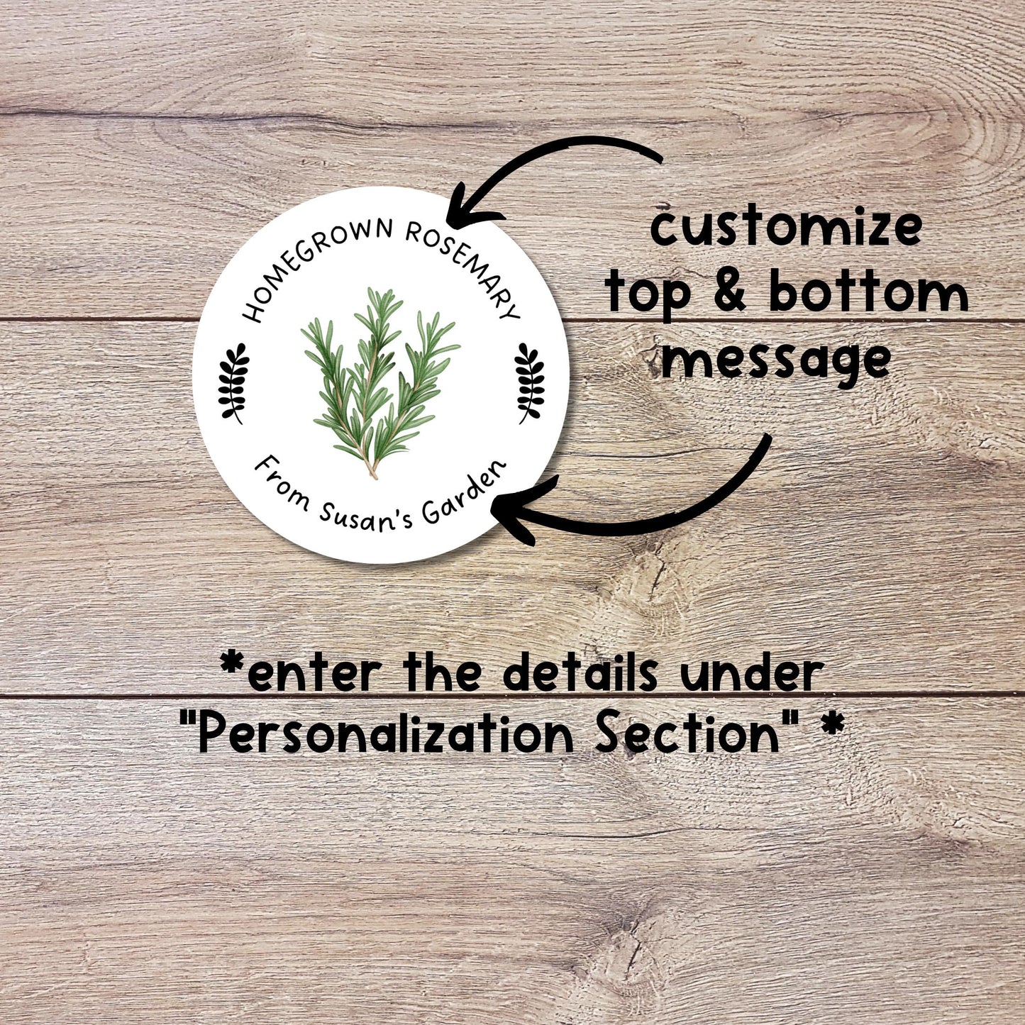 Personalized Homegrown Rosemary Stickers, Custom Organic Veggie Garden Gift Labels