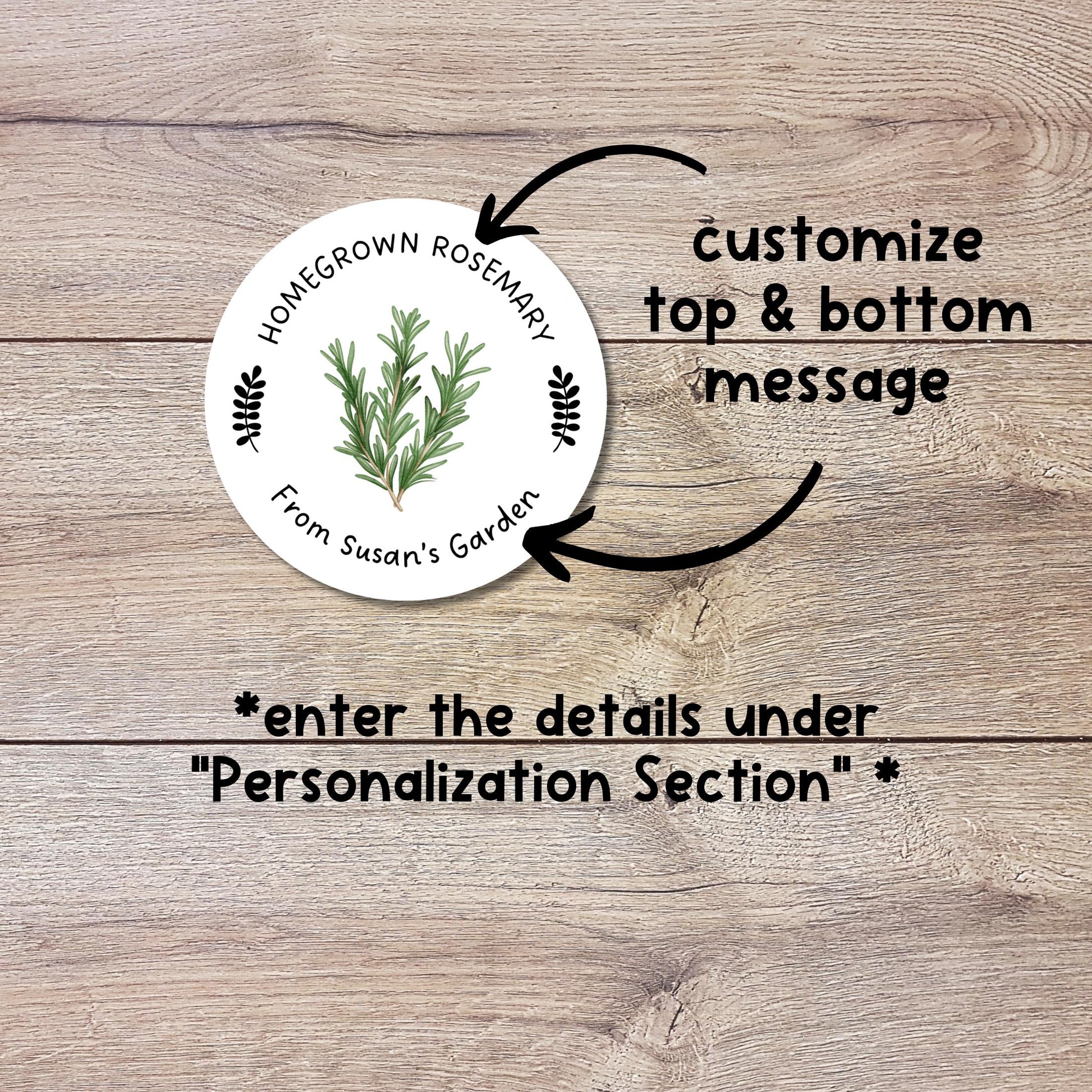 Personalized Homegrown Rosemary Stickers, Custom Organic Veggie Garden Gift Labels