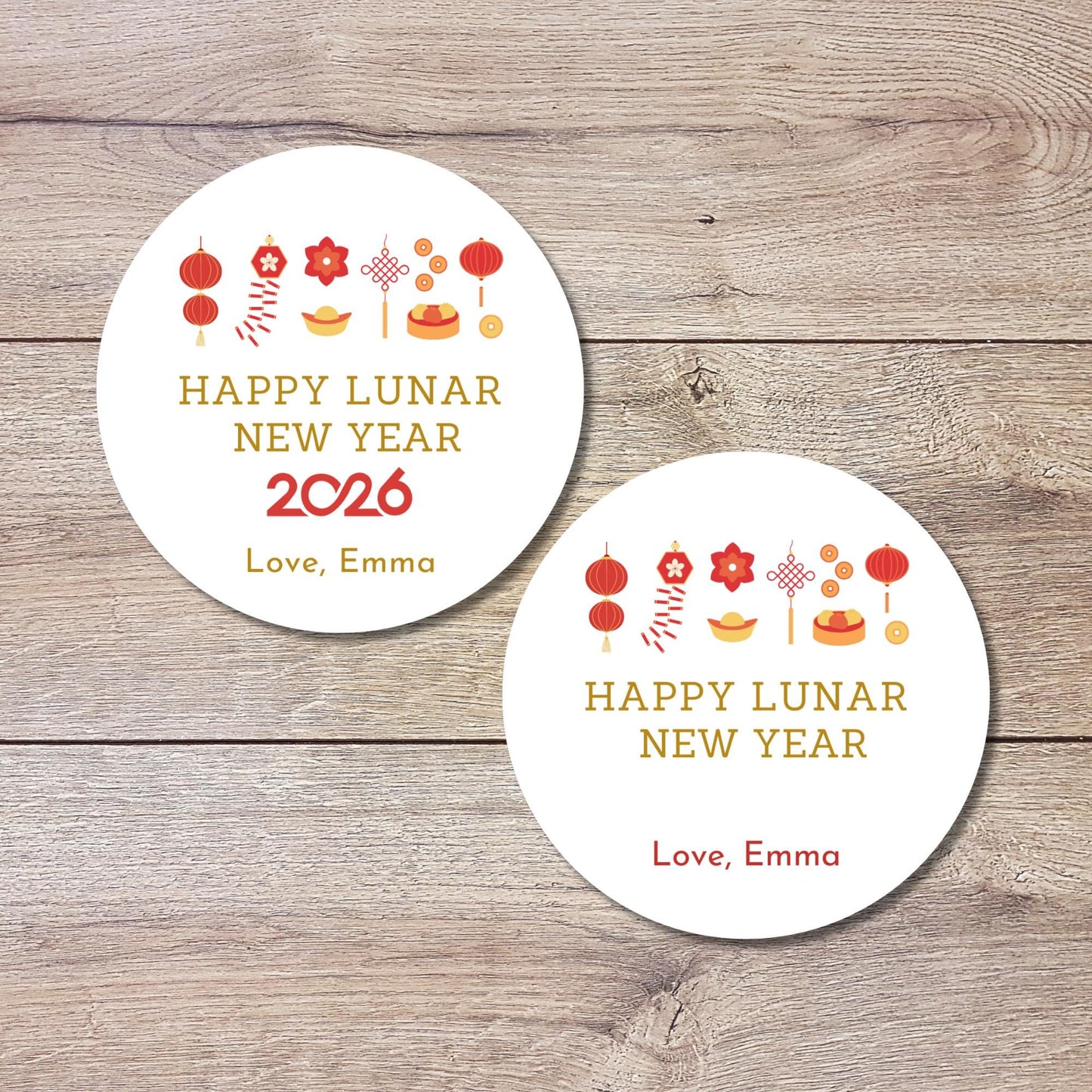 Personalized Happy 2026 Lunar New Year Stickers, Custom Chinese New Year Party Labels, Holiday Baking Party Favor Treat Bags Gift Labels