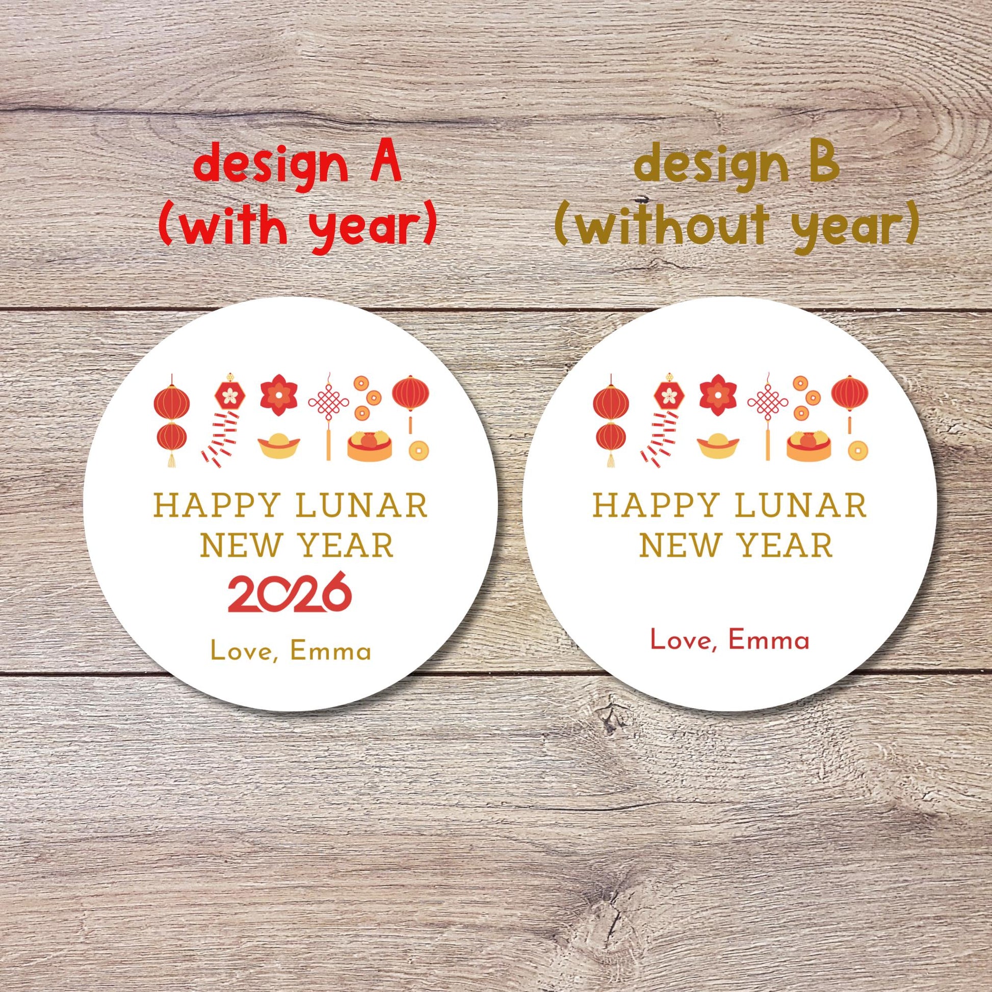 Personalized Happy 2026 Lunar New Year Stickers, Custom Chinese New Year Party Labels, Holiday Baking Party Favor Treat Bags Gift Labels