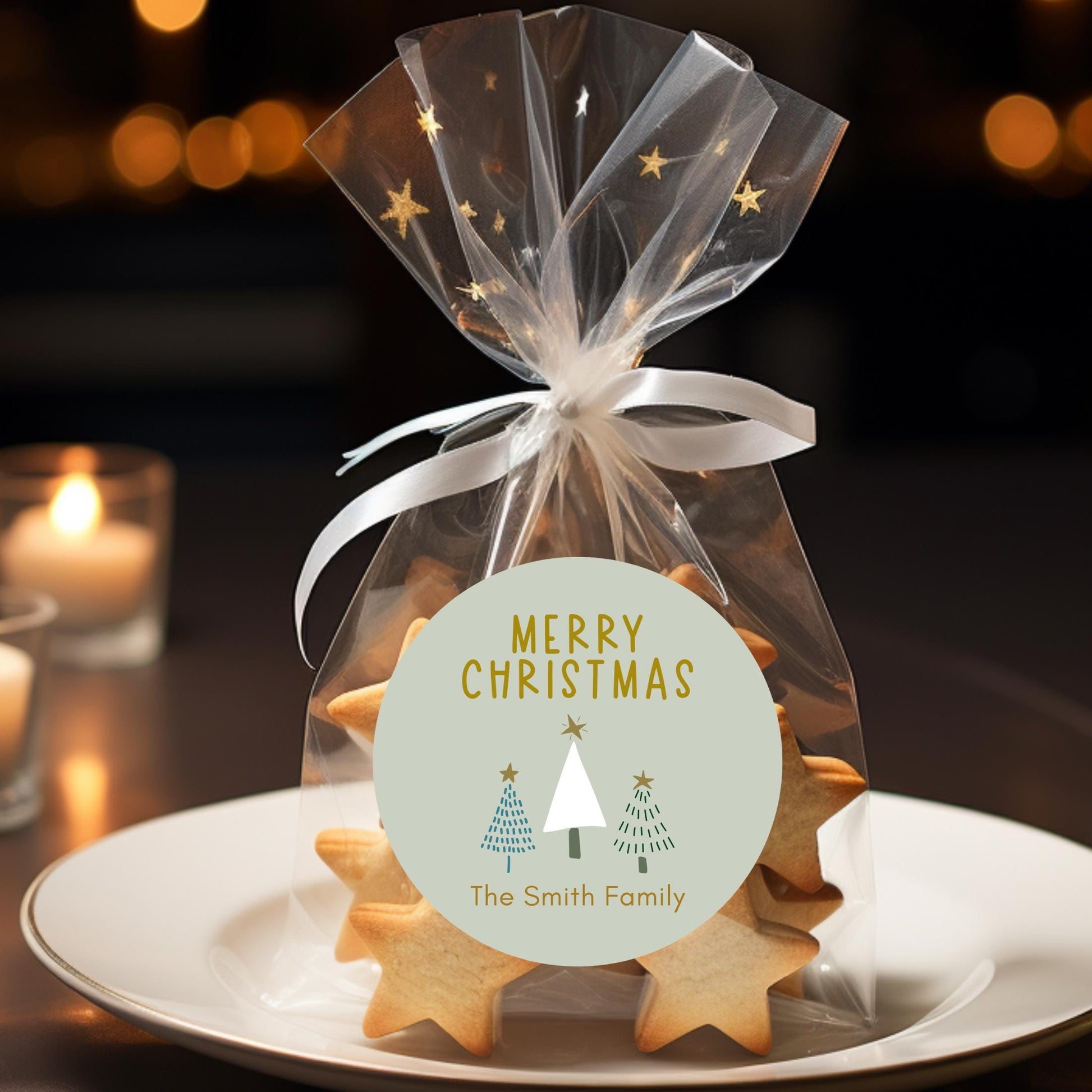 Merry Christmas Personalized Stickers, Custom Holiday Name Labels for Gift Wrapping Party Favors