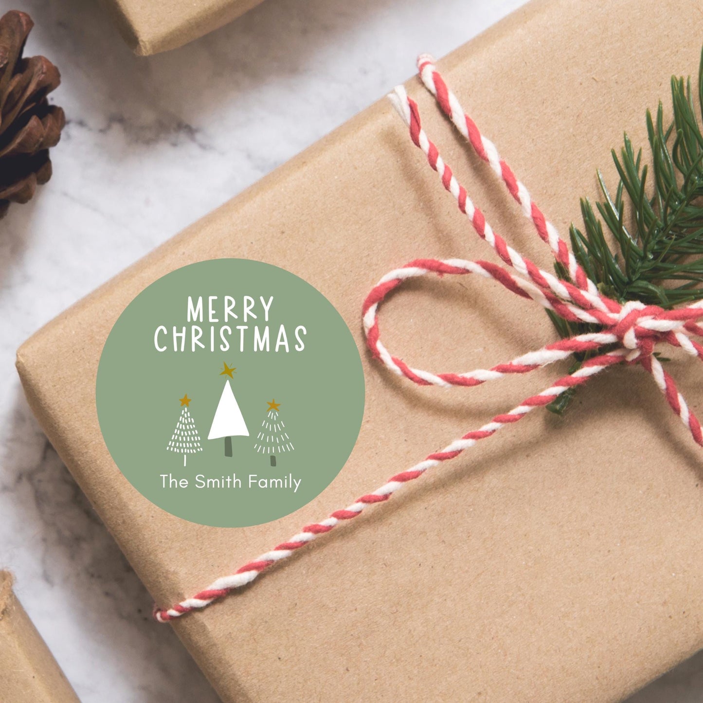 Merry Christmas Personalized Stickers, Custom Holiday Name Labels for Gift Wrapping Party Favors