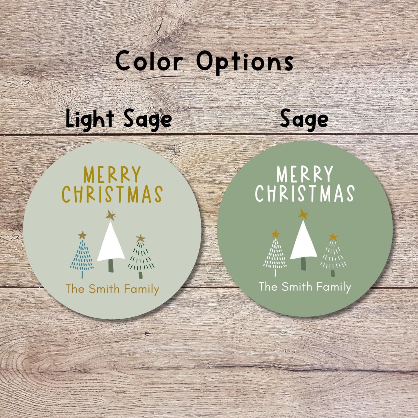 Merry Christmas Personalized Stickers, Custom Holiday Name Labels for Gift Wrapping Party Favors